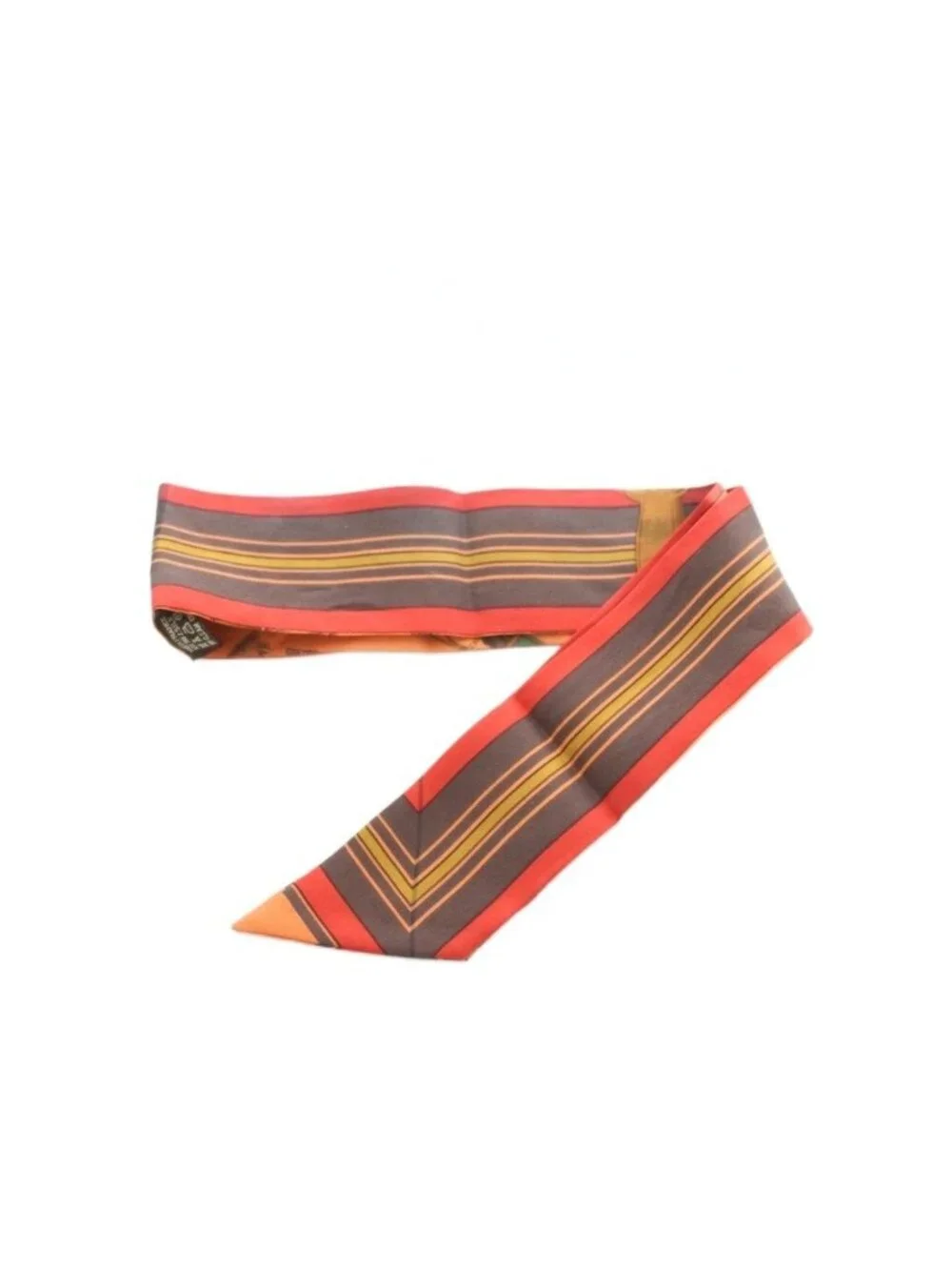 Hermes Rocabar Scarf All Over Pattern Silk Orange Red Brown